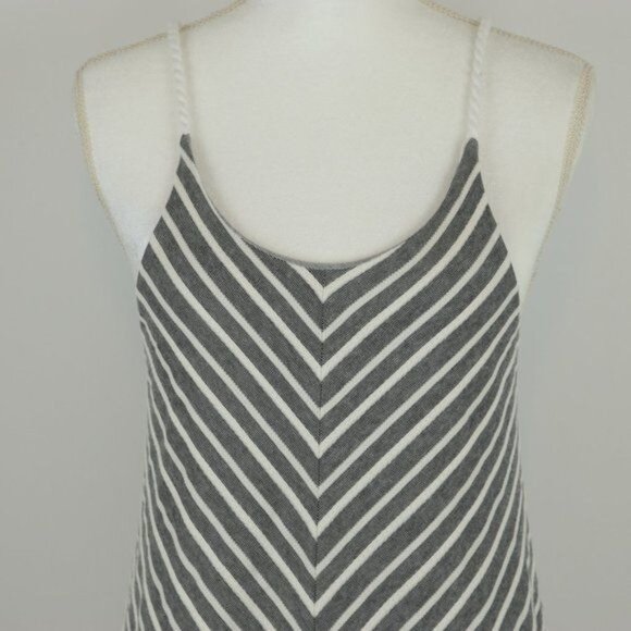 Prana Seacoast Women's Medium Gray & White Striped Cotton Racerback A-Line Dress - Picture 3 of 8